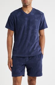 Majestic International Shadow Hibiscus Short Sleeve V-Neck T-Shirt