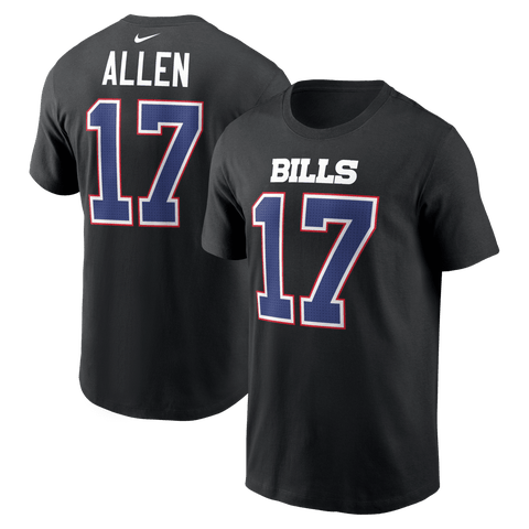 Men's Nike Josh Allen Black Buffalo Bills Carbon Name & Number T-Shirt
