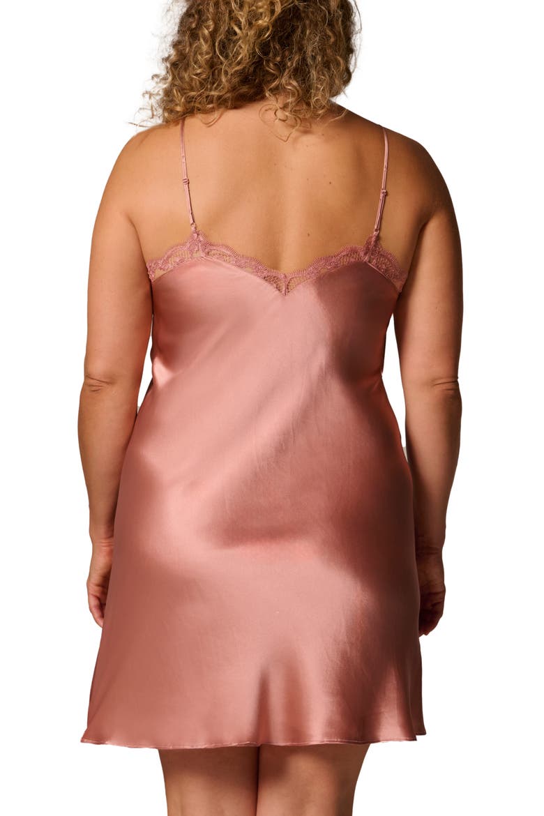 Love Me Night Lace Trim Silk Blend Chemise, Alternate, color, SMOKEY PINK