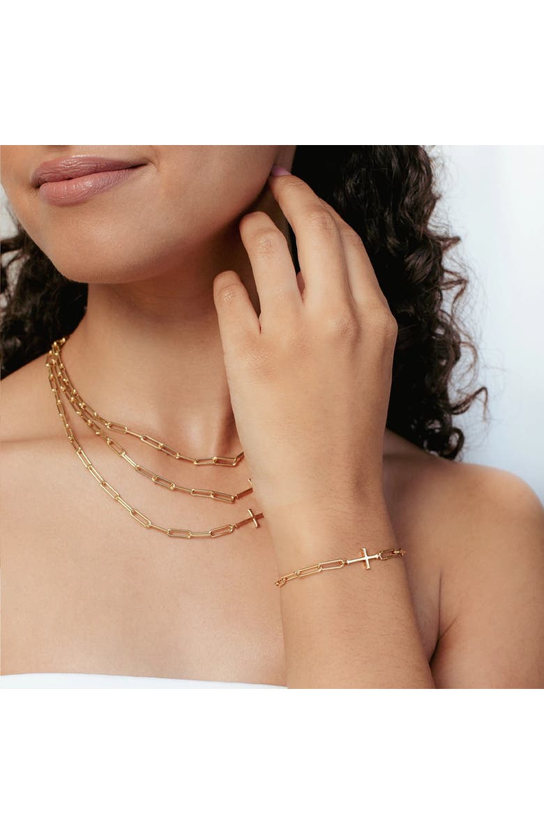 Rizen Jewelry Chain Breaker Cross Bracelet, Alternate, color, 18K Gold Plated