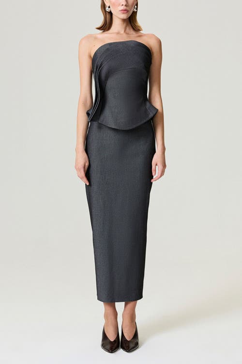 Nocturne Strapless Ruffled Bustier Top In Gray