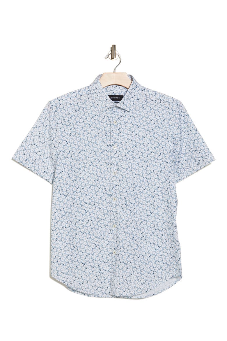 Miles OoohCotton® Floral Short Sleeve Button-Up Shirt, Alternate, color, NAVY