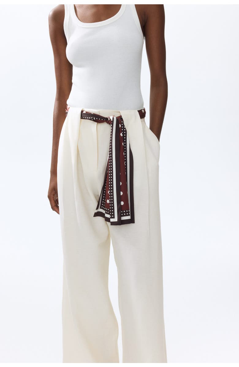 H&M Linen-blend Scarf-detail Trousers, Alternate, color, Cream
