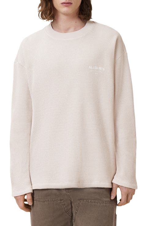 Crypt Waffle Knit Long Sleeve Cotton Graphic T-Shirt