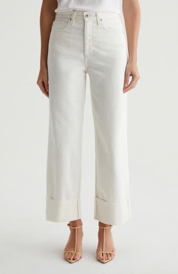 Ag Kora High Waist Ankle Wide Leg Jeans In White