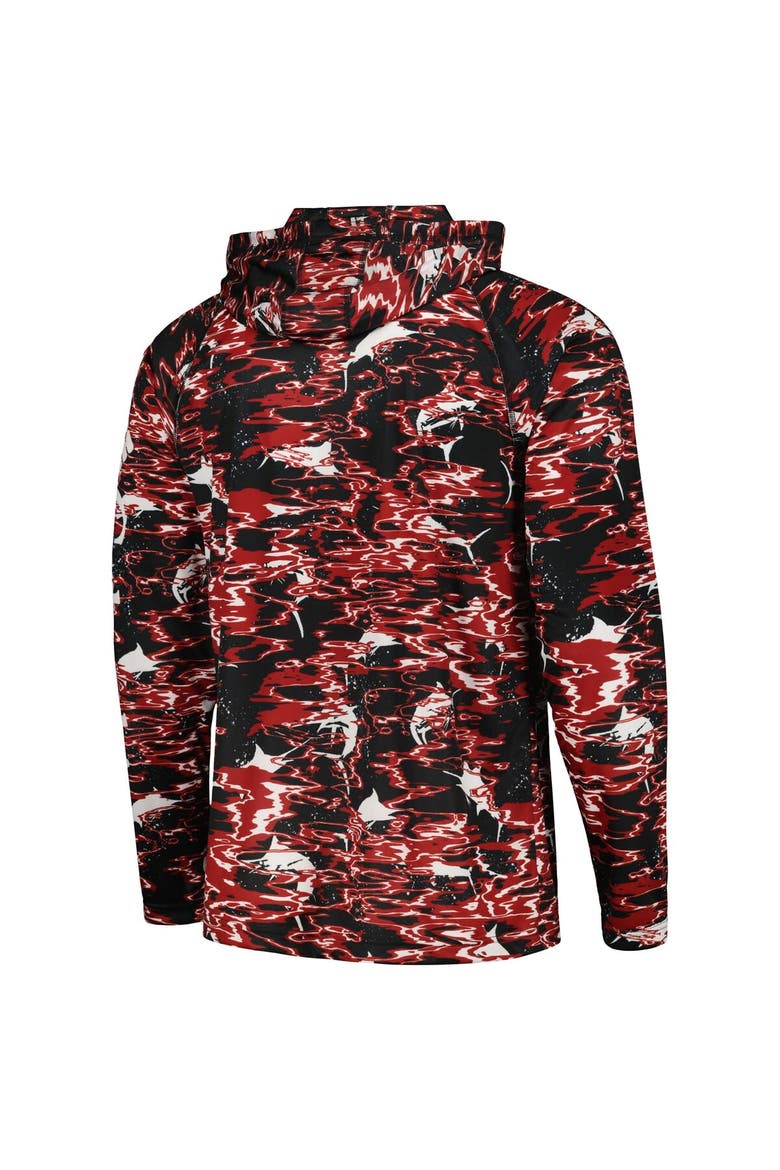 Men's Columbia Black Arkansas Razorbacks PFG Terminal Tackle Omni-Shade Rippled Long Sleeve Hooded T-Shirt, Alternate, color, Black