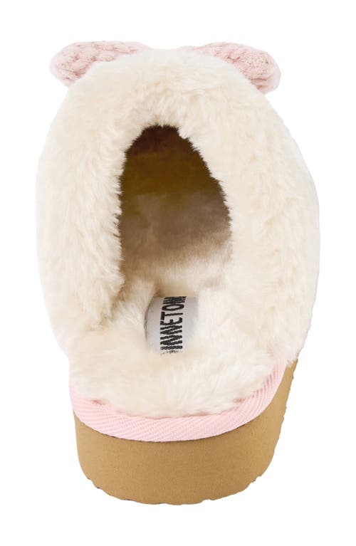 Minnetonka Bowelle Faux Fur Scuff Slipper In Pink