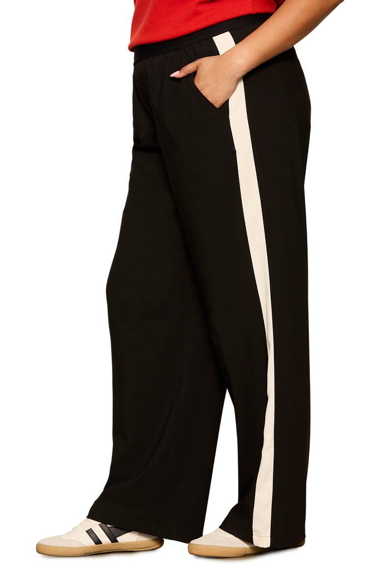 Wide Leg Track Pants, Alternate, color, BLACK