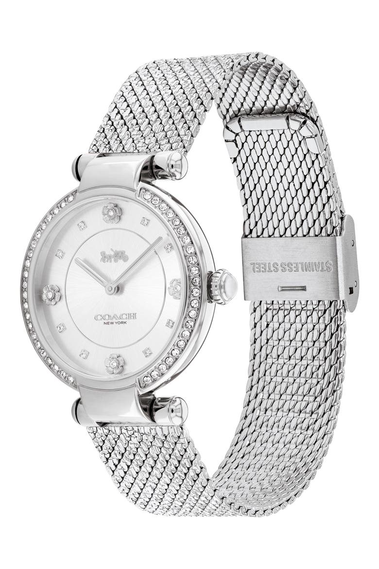 Cary Mesh Bracelet Watch, 34mm, Alternate, color, WHITE