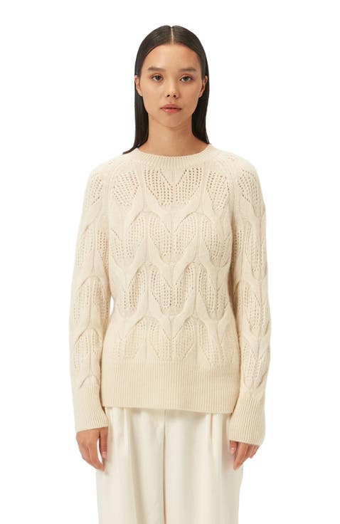 Ajour-Knit Cashmere Sweater