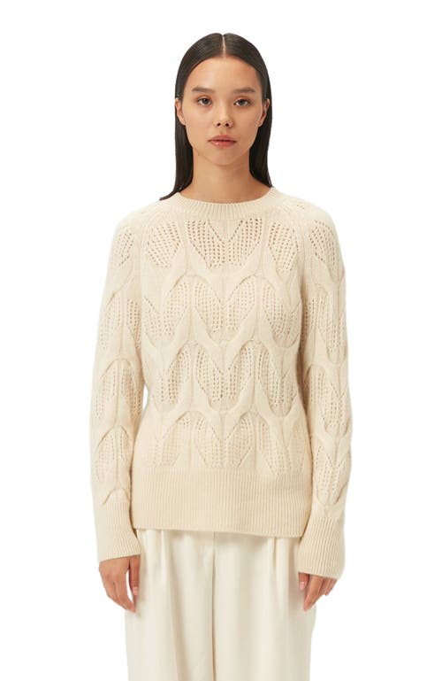 Gobi Mongolian Cashmere Ajour-knit Cashmere Sweater In Off White