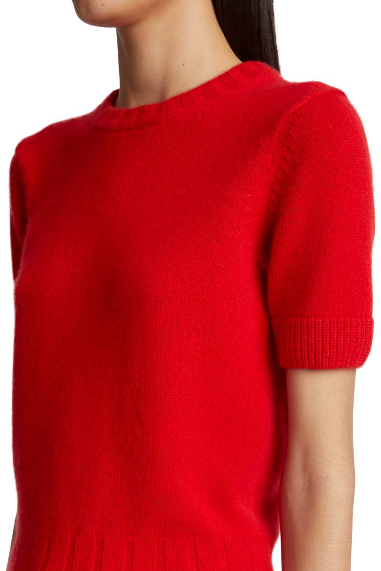 Luphia Short Sleeve Cashmere Sweater, Alternate, color, FIRE RED