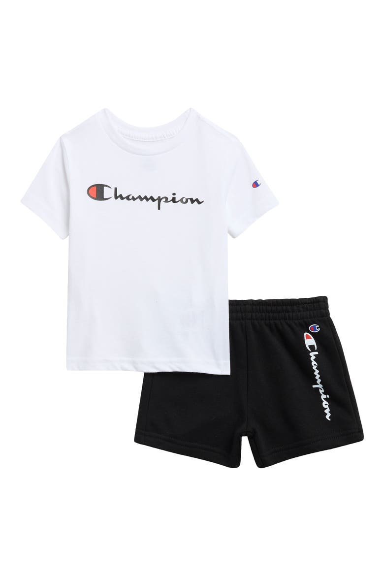 Logo T-Shirt & Shorts Set, Main, color, BRIGHT WHITE