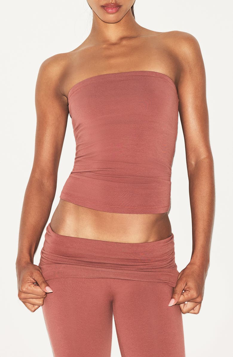 SKIMS Stretch Cotton Jersey Tube Top, Main, color, Redwood