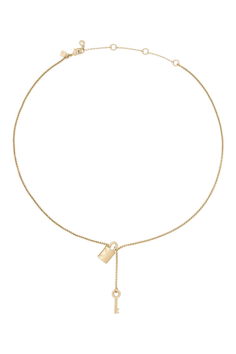 Padlock and Key Pendant Necklace, Alternate, color, GOLD