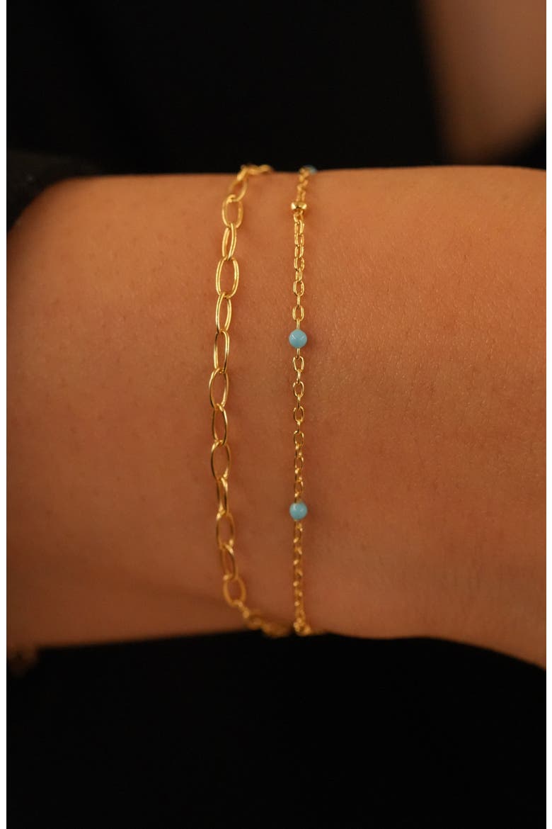 Blue Enamel Double Bracelet, Alternate, color, GOLD
