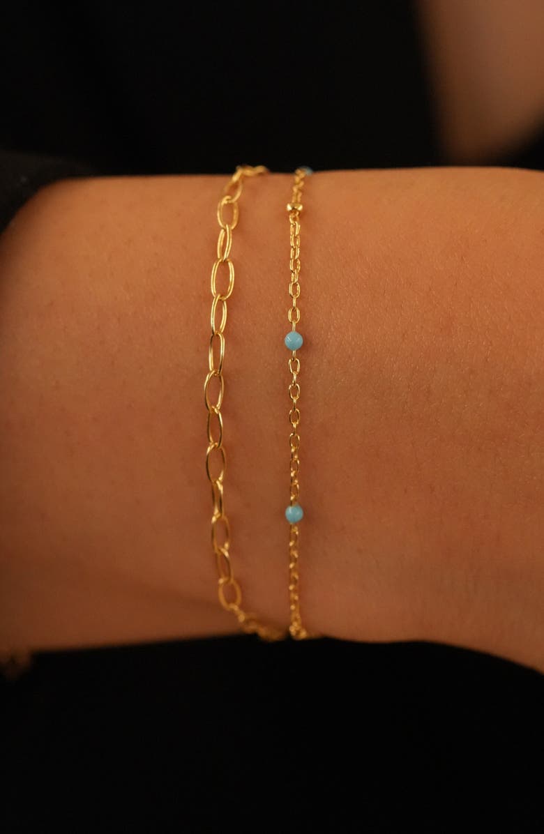 Argento Vivo Sterling Silver Blue Enamel Double Bracelet, Alternate, color, Gold