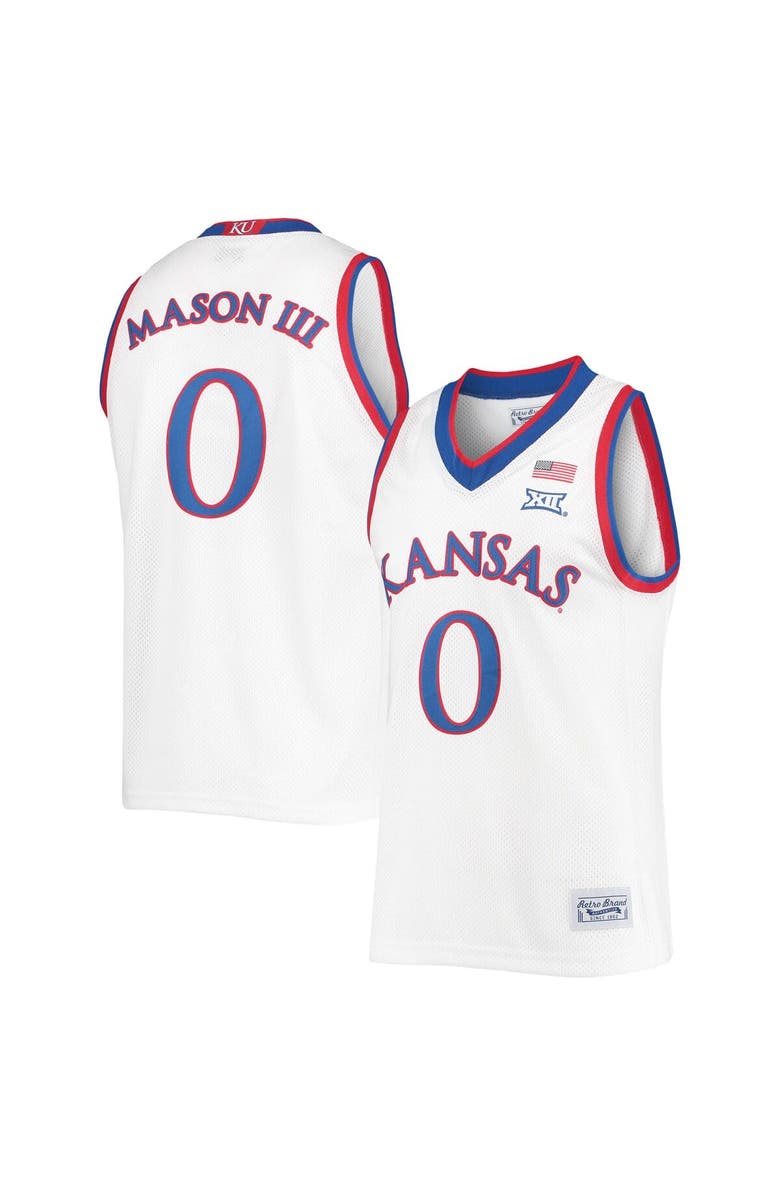 Retro Brand Men's Original Retro Brand Frank Mason III White Kansas Jayhawks Commemorative Classic Basketball Jersey, Main, color, 
