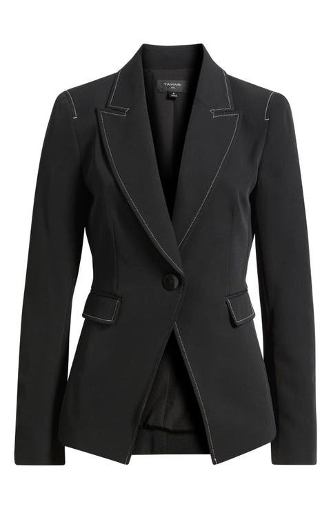 Topstitch One-Button Blazer