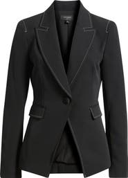 Tahari ASL Topstitch One-Button Blazer