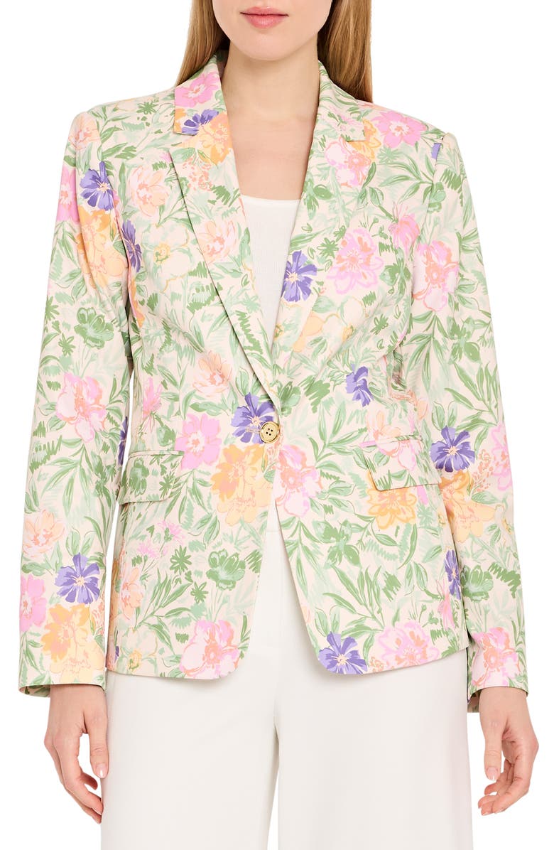 Tahari ASL Floral Blazer, Main, color, Nude Moss