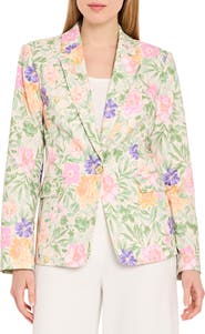 Tahari ASL Floral One-Button Blazer