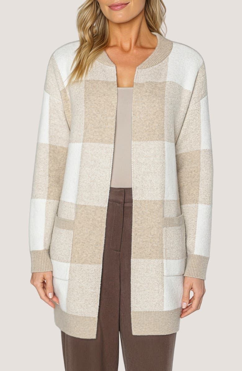 matty m. Eiffel Check Cardigan, Main, color, Heather Taupe