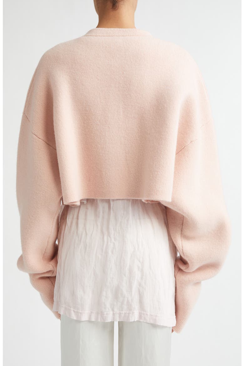 Oversize Crop Wool Cardigan, Alternate, color, FLAMINGO