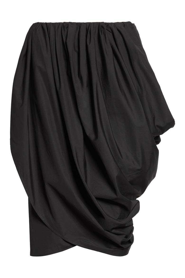 Draped Organic Cotton Poplin Skirt, Alternate, color, BLACK