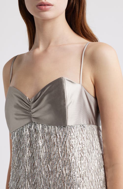Black Halo Berri Sequin Gown In Silver