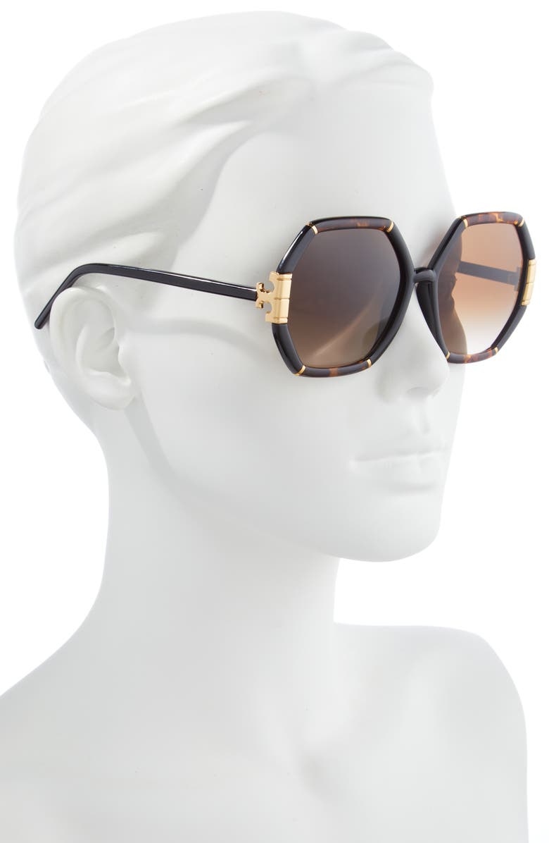 Tory Burch Eleanor 58mm Gradient Geometric Sunglasses, Alternate, color, 