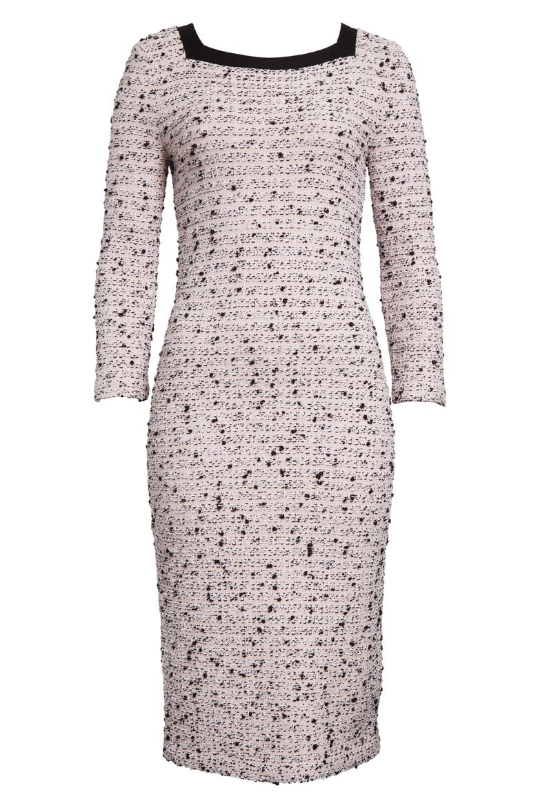Donna Tweed Sheath Dress, Alternate, color, BLACK/ PINK MULTI
