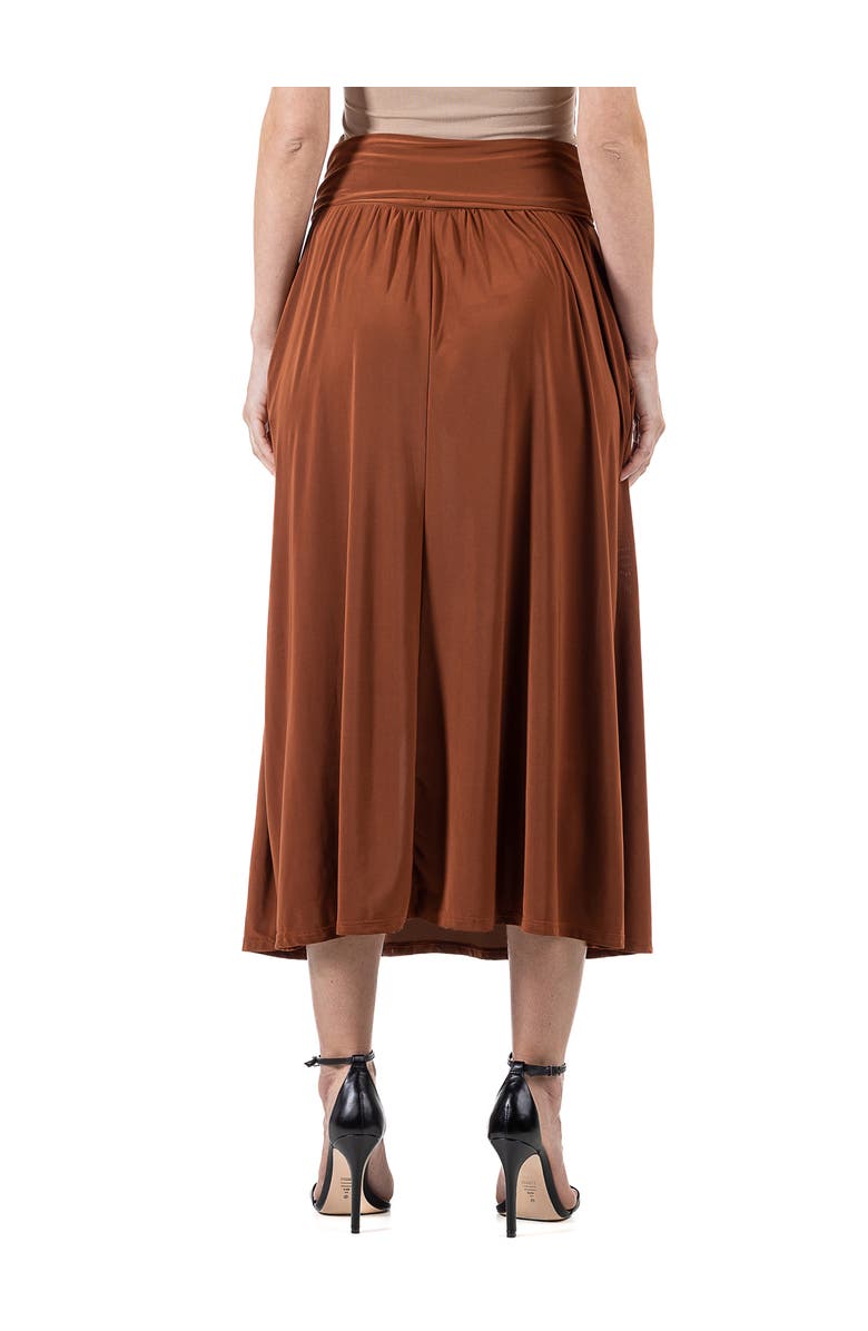 24seven Comfort Apparel Foldover Maxi Skirt With Pockets, Alternate, color, Tobacco