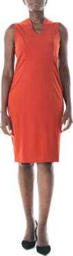 Nina Leonard U-Neck Sleeveless Sheath Dress