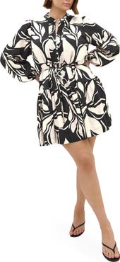 City Chic Kinsley Tie Waist Long Sleeve Shirtdress