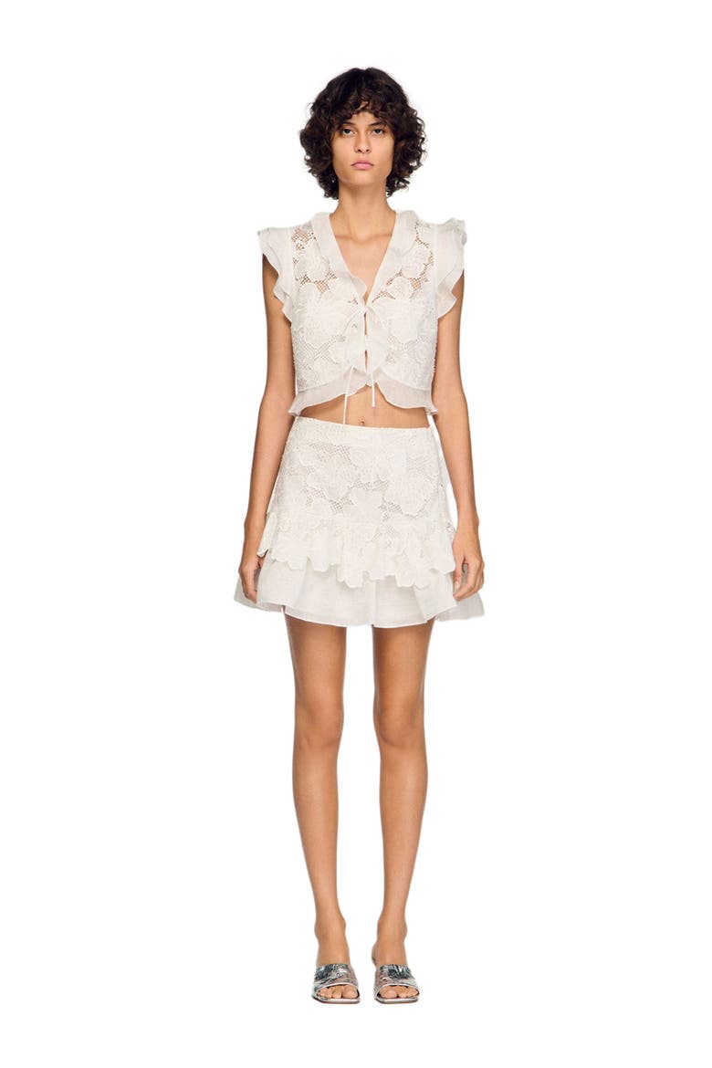 Short guipure skirt, Main, color, White