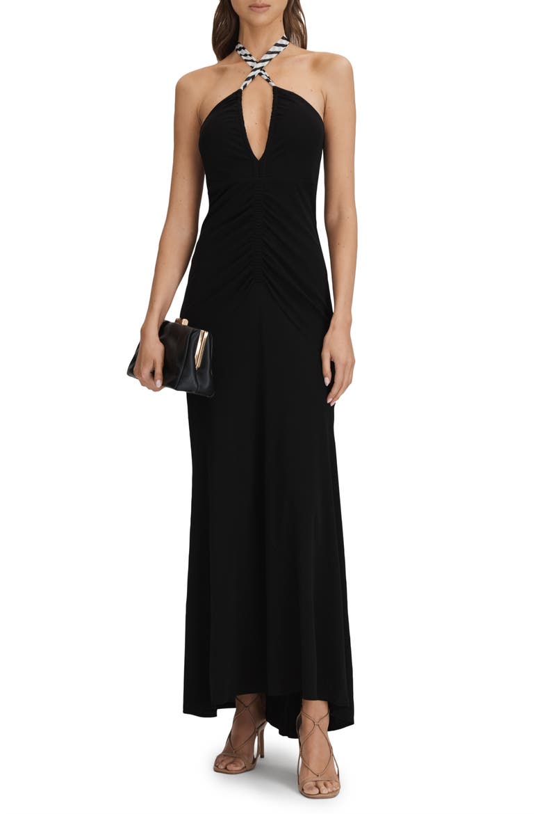 Iris Halter Maxi Dress, Main, color, BLACK