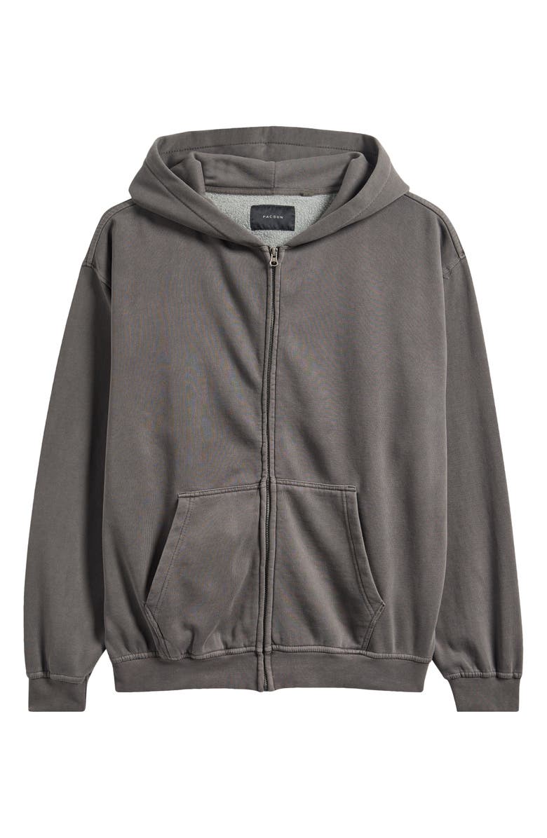 PacSun Solid Zip Hoodie, Alternate, color, Black