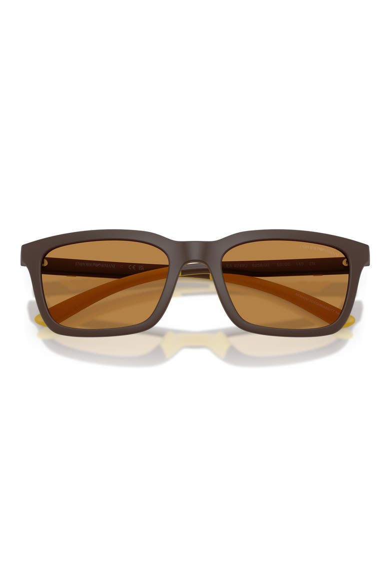 55mm Rectangle Sunglasses, Alternate, color, MATTE BROWN / LIGHT BROWN