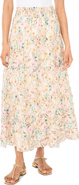 Vince Camuto Smocked Waist Tiered Maxi Skirt