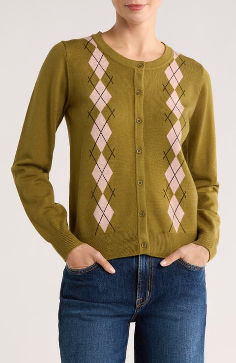 Argyle Button Front Cardigan