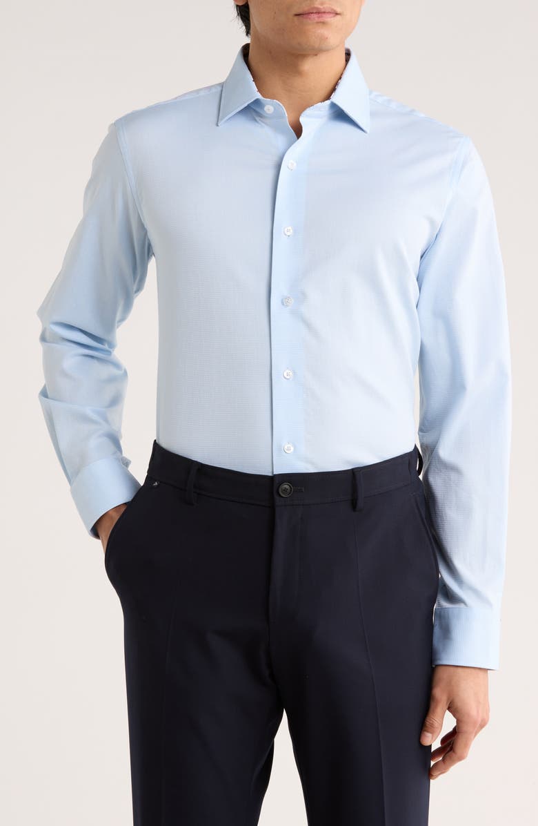 Lorenzo Uomo Trim Fit Textured Stretch Cotton Dress Shirt, Main, color, Ice Blue