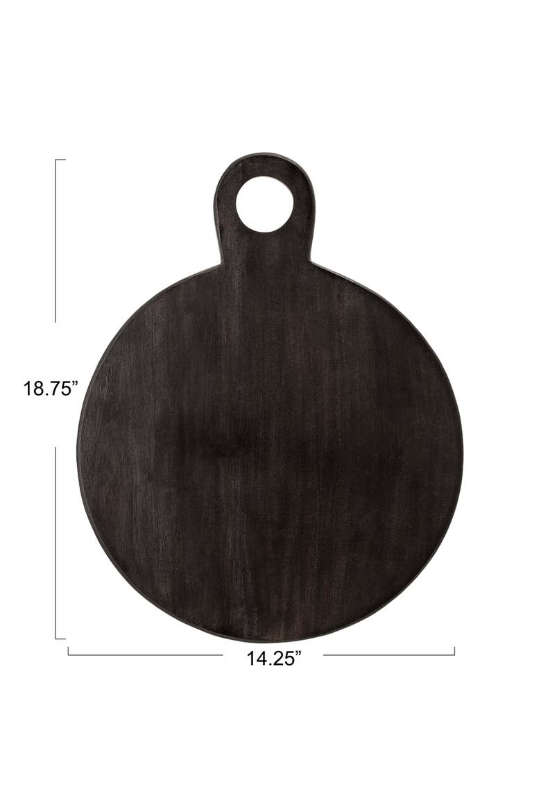 Round Mango Wood Cheese and Cutting Board with Circle Handle, Black, Alternate, color, Black