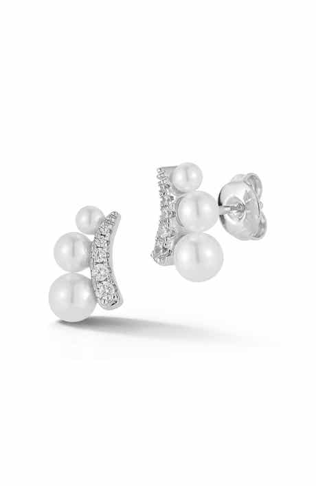 Imitation Pearl and Cubic Zirconia Stud Earrings