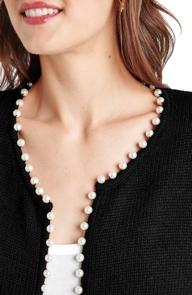 Splendid Emmy Imitation Pearl Cardigan, Alternate, color, 