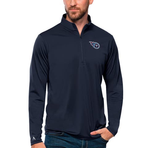 Men's Antigua Navy Tennessee Titans Tribute Quarter-Zip Lightweight Pullover Top