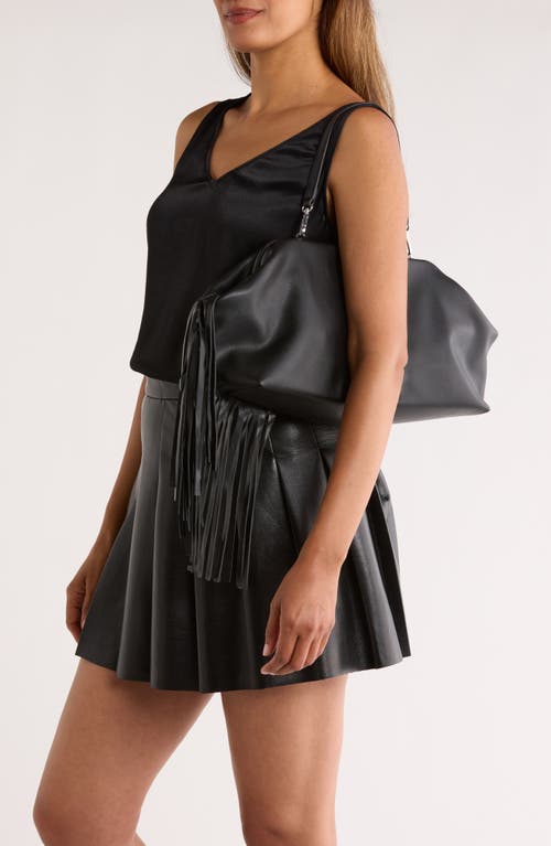 Bcbg Oversize Fringe Shoulder Bag In Black