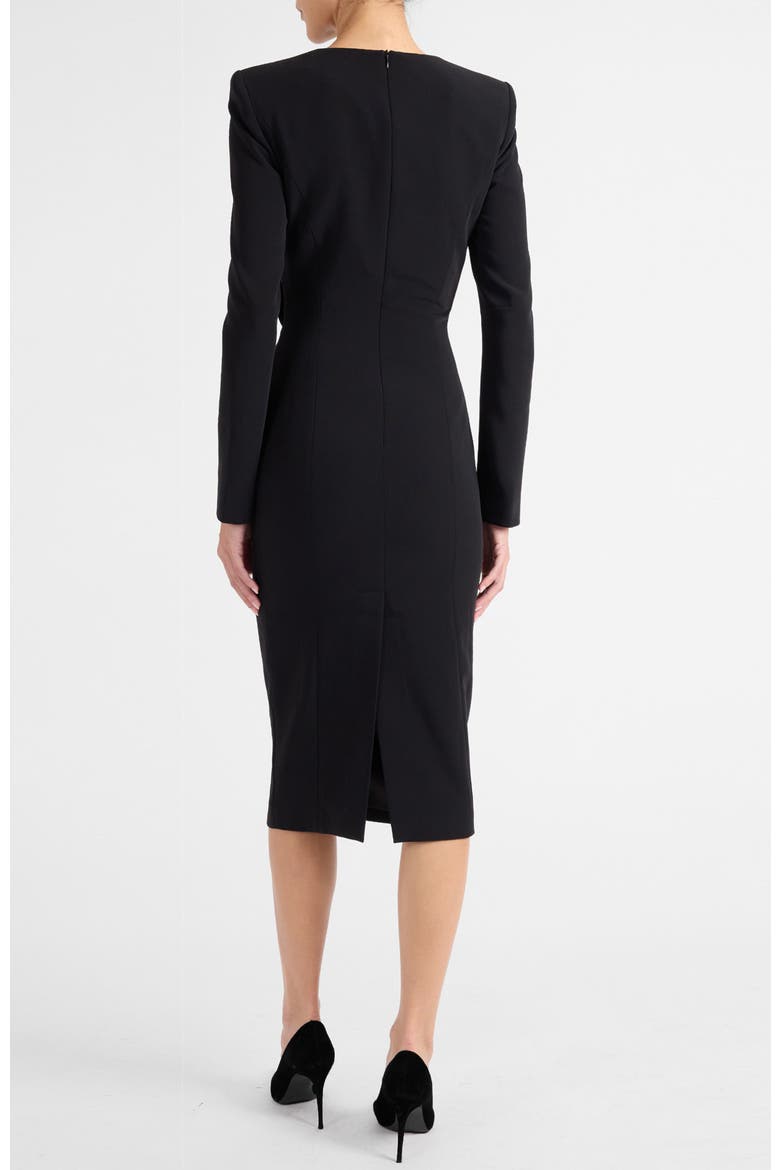 Maya Long Sleeve Midi Dress in Stretch Crepe, Alternate, color, BLACK
