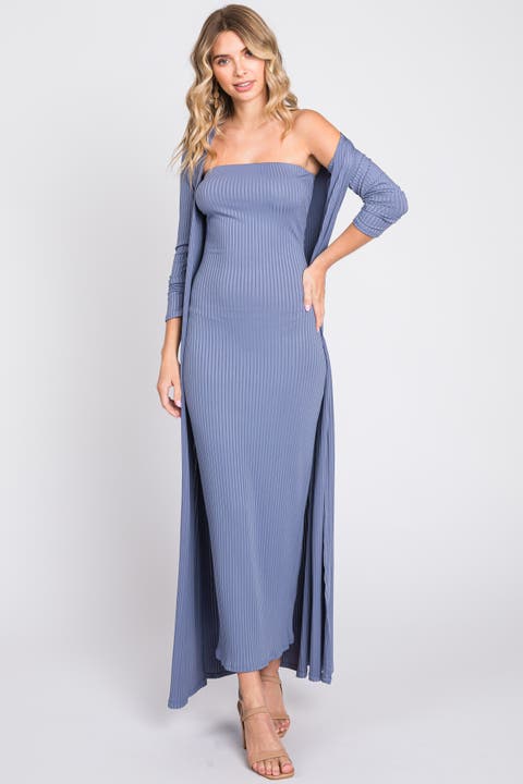 Ribbed Sleeveless Dress Cardigan Set