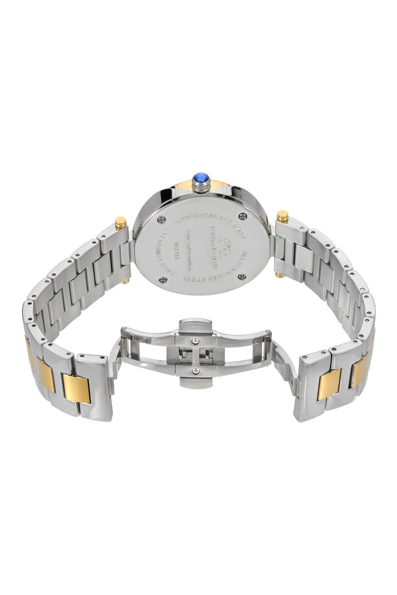 South Sea Crystal Moon Phase Stainless Steel Bracelet Watch, 40mm, Alternate, color, GOLD-SILVER